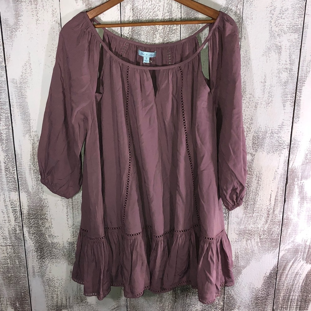 She + Sky Small Purple Boho Blouse